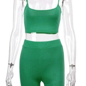 Women's Yoga 2 Piece Set Sleeveless Tank & High Waist Shorts Casual Outfit